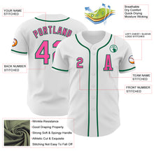 Load image into Gallery viewer, Custom White Pink-Kelly Green Authentic Baseball Jersey