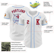 Load image into Gallery viewer, Custom White Red-Light Blue Authentic Baseball Jersey