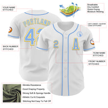 Load image into Gallery viewer, Custom White Light Blue-Yellow Authentic Baseball Jersey
