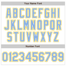 Load image into Gallery viewer, Custom White Light Blue-Yellow Authentic Baseball Jersey