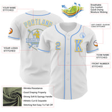 Load image into Gallery viewer, Custom White Light Blue-Yellow Authentic Baseball Jersey