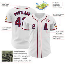 Load image into Gallery viewer, Custom White Crimson-Navy Authentic Baseball Jersey