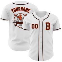 Load image into Gallery viewer, Custom White Brown-Orange Authentic Baseball Jersey