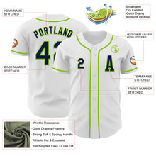 Load image into Gallery viewer, Custom White Navy-Neon Green Authentic Baseball Jersey