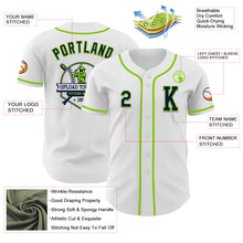 Load image into Gallery viewer, Custom White Navy-Neon Green Authentic Baseball Jersey