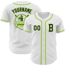 Load image into Gallery viewer, Custom White Black-Neon Green Authentic Baseball Jersey