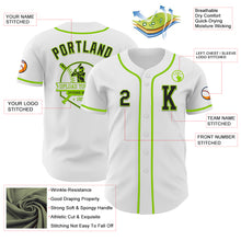 Load image into Gallery viewer, Custom White Black-Neon Green Authentic Baseball Jersey