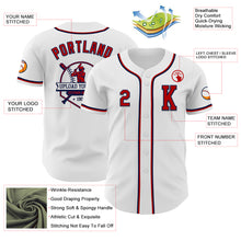 Load image into Gallery viewer, Custom White Red-Navy Authentic Baseball Jersey