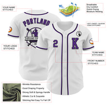 Load image into Gallery viewer, Custom White Purple-Black Authentic Baseball Jersey