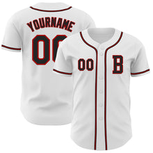 Load image into Gallery viewer, Custom White Black-Red Authentic Baseball Jersey