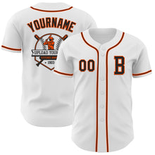 Load image into Gallery viewer, Custom White Black-Orange Authentic Baseball Jersey