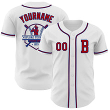 Load image into Gallery viewer, Custom White Red-Royal Authentic Baseball Jersey