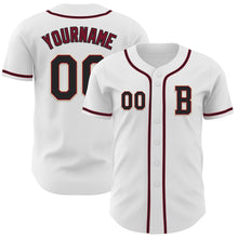 Load image into Gallery viewer, Custom White Black Crimson-Cream Authentic Baseball Jersey