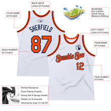 Load image into Gallery viewer, Custom White Orange-Navy Authentic Throwback Basketball Jersey