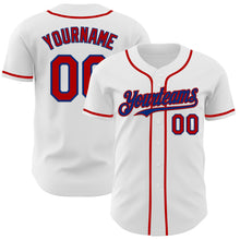 Load image into Gallery viewer, Custom White Red-Royal Authentic Baseball Jersey