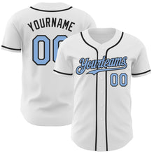 Load image into Gallery viewer, Custom White Light Blue-Black Authentic Baseball Jersey