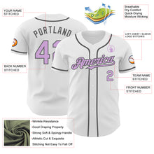 Load image into Gallery viewer, Custom White Light Purple-Steel Gray Authentic Baseball Jersey