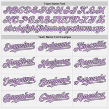 Load image into Gallery viewer, Custom White Light Purple-Steel Gray Authentic Baseball Jersey