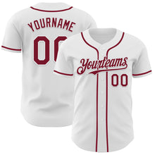 Load image into Gallery viewer, Custom White Crimson Authentic Baseball Jersey