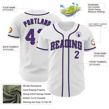 Load image into Gallery viewer, Custom White Purple-Black Authentic Baseball Jersey