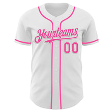 Load image into Gallery viewer, Custom White Pink Authentic Baseball Jersey