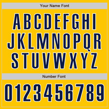Load image into Gallery viewer, Custom Yellow Navy-White Authentic Baseball Jersey
