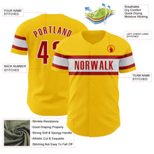 Load image into Gallery viewer, Custom Yellow Red-White Authentic Baseball Jersey