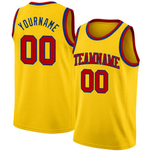 Load image into Gallery viewer, Custom Yellow Red-Royal Authentic Basketball Jersey