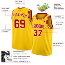 Load image into Gallery viewer, Custom Yellow Red-White Authentic Basketball Jersey