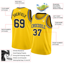 Load image into Gallery viewer, Custom Yellow Black-White Authentic Basketball Jersey