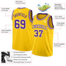 Load image into Gallery viewer, Custom Yellow Purple-White Authentic Basketball Jersey
