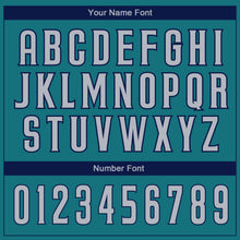 Load image into Gallery viewer, Custom Teal Gray-Navy Authentic Baseball Jersey