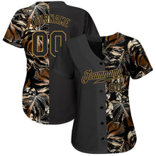 Load image into Gallery viewer, Custom 3D Pattern Design Golden Tropical Leaves In The Style Of Jungle And Hawaii Authentic Baseball Jersey