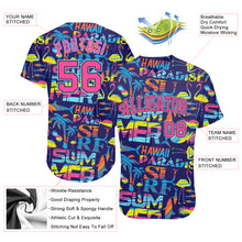 Load image into Gallery viewer, Custom 3D Pattern Design Abstract Geometric Pattern With Palm Trees Sharks Flamingo With The Words:Summer Hawaii Authentic Baseball Jersey