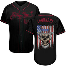 Load image into Gallery viewer, Custom 3D Pattern Design Skull Uncle Sam American Flag Authentic Baseball Jersey