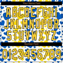 Load image into Gallery viewer, Custom 3D Pattern Design Hearts Painted In The Colors Of The Ukrainian Flag Authentic Baseball Jersey