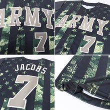 Load image into Gallery viewer, Custom Camo Olive-Cream 3D American Flag Authentic Salute To Service Baseball Jersey