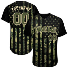 Load image into Gallery viewer, Custom Camo Olive-Cream 3D American Flag Authentic Salute To Service Baseball Jersey
