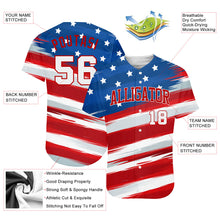 Load image into Gallery viewer, Custom Royal White-Red 3D American Flag Authentic Baseball Jersey