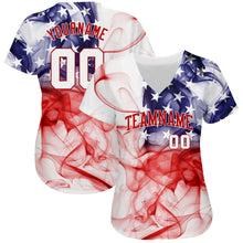 Load image into Gallery viewer, Custom White White-Red 3D American Flag Authentic Baseball Jersey
