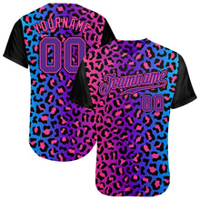 Load image into Gallery viewer, Custom Purple Purple-Pink 3D Pattern Design Leopard Authentic Baseball Jersey