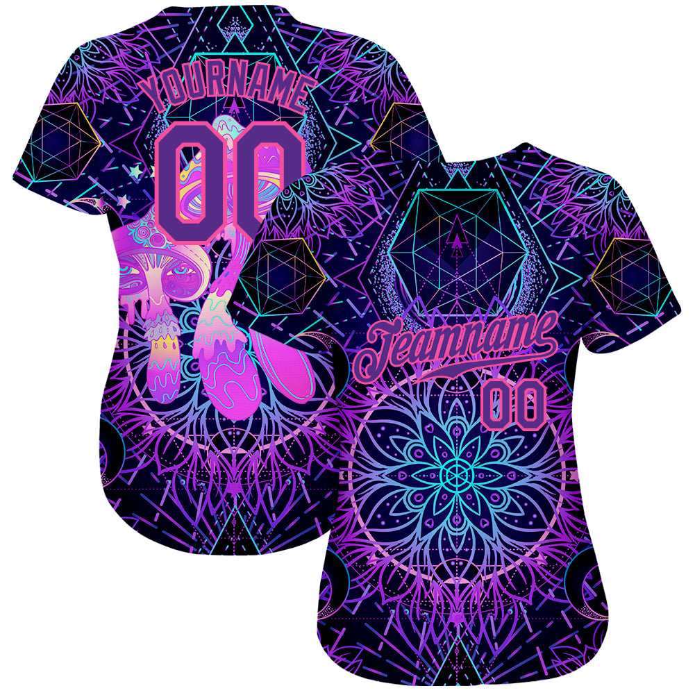 Custom Graffiti Pattern Purple-White 3D Bright Psychedelic Two-Button  Unisex Softball Jersey Discount