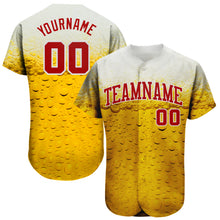 Load image into Gallery viewer, Custom 3D Pattern Design Bubble Of Beer In Glass Authentic Baseball Jersey