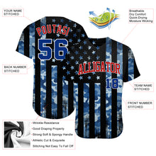 Load image into Gallery viewer, Custom Camo Royal Red-White 3D Salute To Service American Flag Authentic Baseball Jersey