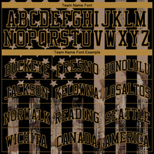 Load image into Gallery viewer, Custom Camo Black-Old Gold 3D Salute To Service American Flag Authentic Baseball Jersey
