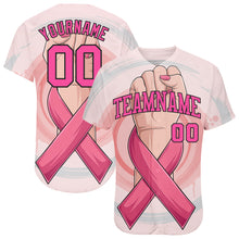 Load image into Gallery viewer, Custom 3D Breast Cancer Awareness Month With Woman Hand And Pink Ribbon Women Health Care Support Authentic Baseball Jersey