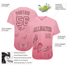 Load image into Gallery viewer, Custom 3D Pink Ribbon With Angel Wings Breast Cancer Awareness Month Women Health Care Support Authentic Baseball Jersey