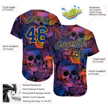 Load image into Gallery viewer, Custom 3D Pattern Halloween Skulls Authentic Baseball Jersey