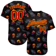 Load image into Gallery viewer, Custom 3D Pattern Halloween Skulls And Palm Leaves Authentic Baseball Jersey
