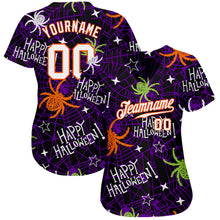 Load image into Gallery viewer, Custom 3D Pattern Happy Halloween Spiders Authentic Baseball Jersey